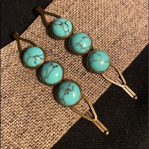 Handmade Turquoise Barrettes